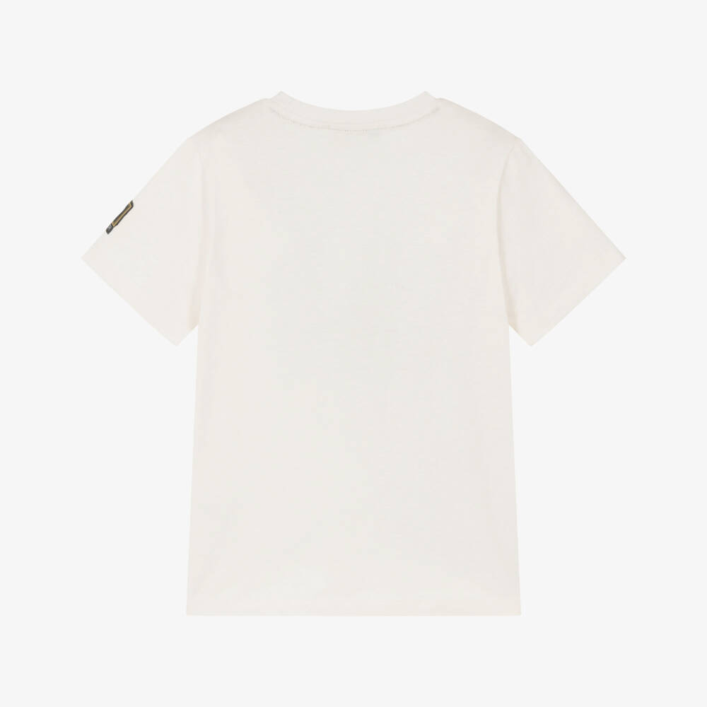 AIGNER-Boys Ivory & Gold Logo Cotton T-Shirt | Childrensalon