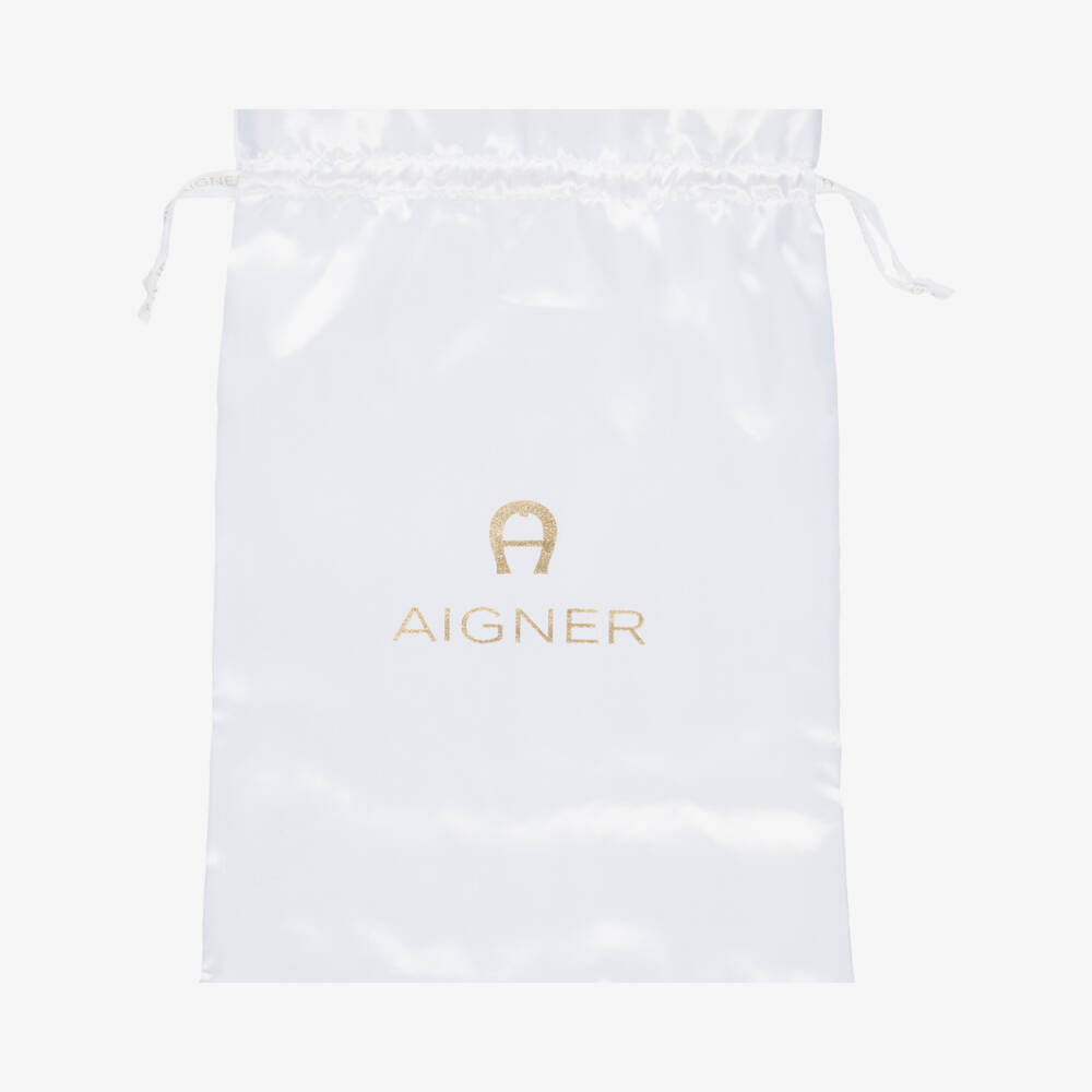 AIGNER-Boys Ivory Pima Cotton Babygrow Set with Gold Logos | Childrensalon
