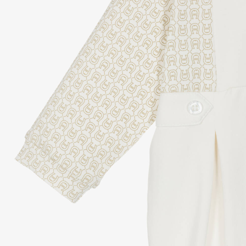 AIGNER-Boys Ivory Pima Cotton Babygrow with Logo Embroidery | Childrensalon