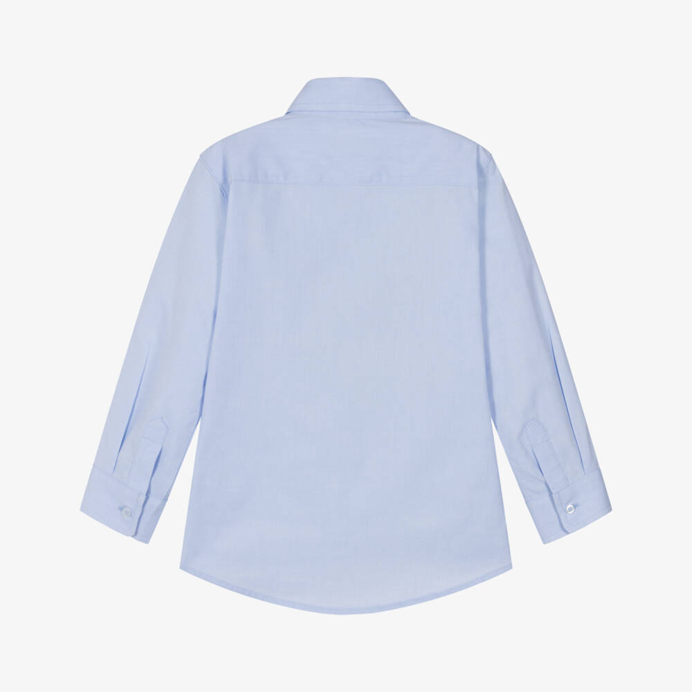 AIGNER-Boys Light Blue Cotton Shirt with Round Logo | Childrensalon