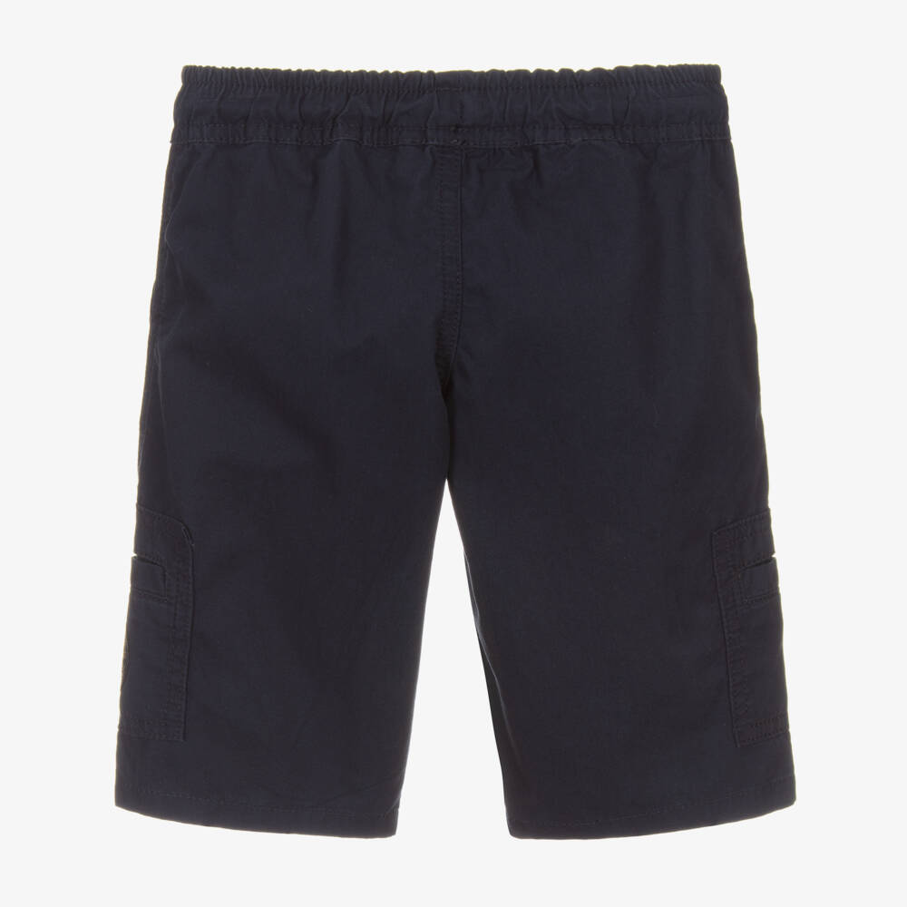 AIGNER-Boys Navy Blue Cotton Cargo Shorts with Logo | Childrensalon