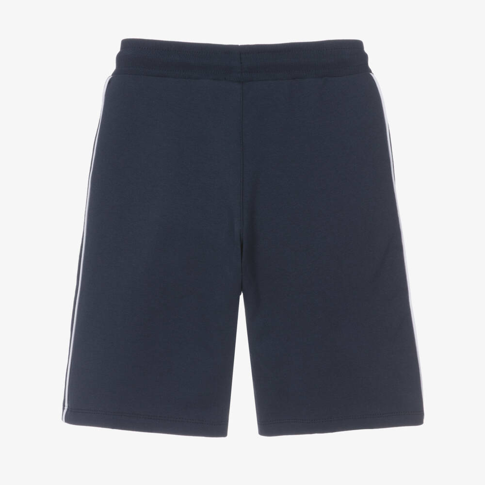 AIGNER-Boys Navy Blue Cotton Jersey A-Logo Drawstring Shorts | Childrensalon