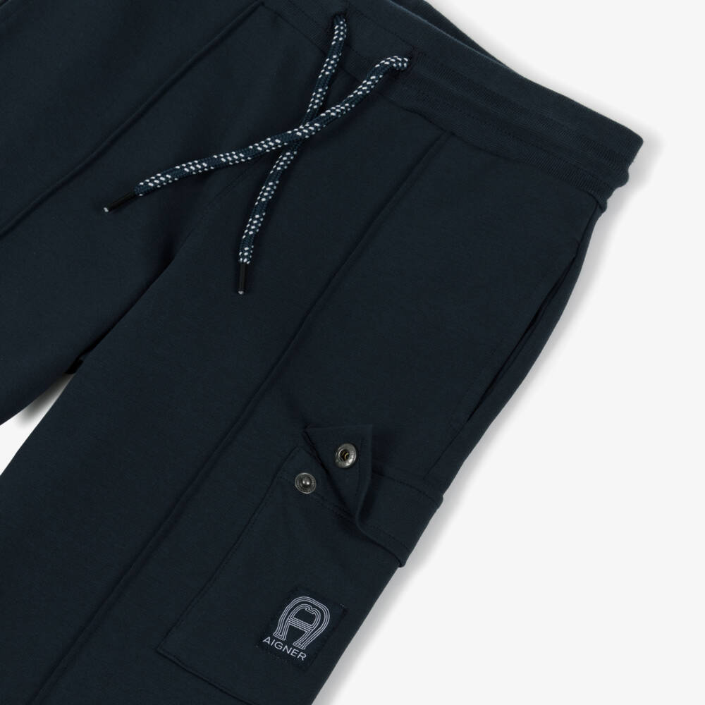 AIGNER-شورت كارغو قطن جيرسي لون كحلي للأولاد | Childrensalon