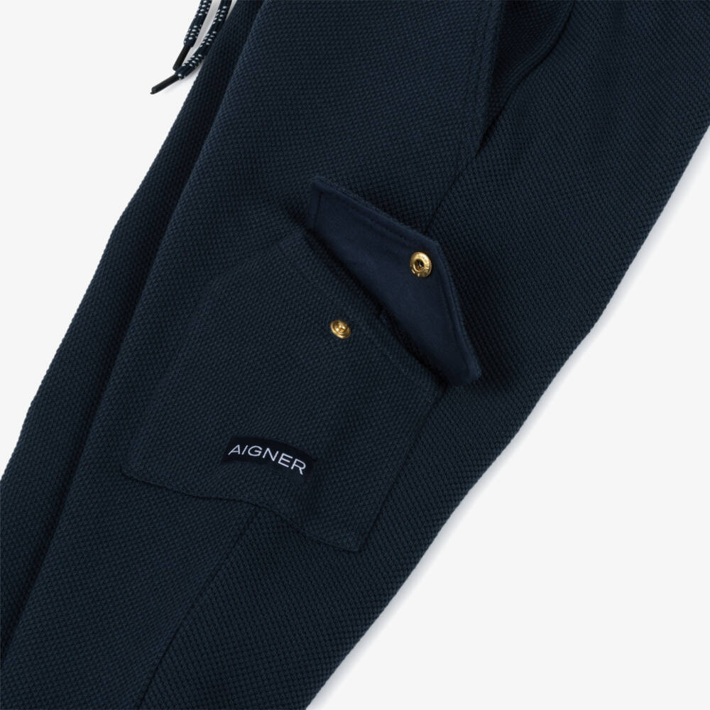 AIGNER-بنطلون رياضي قطن بيكيه لون كحلي للأولاد | Childrensalon