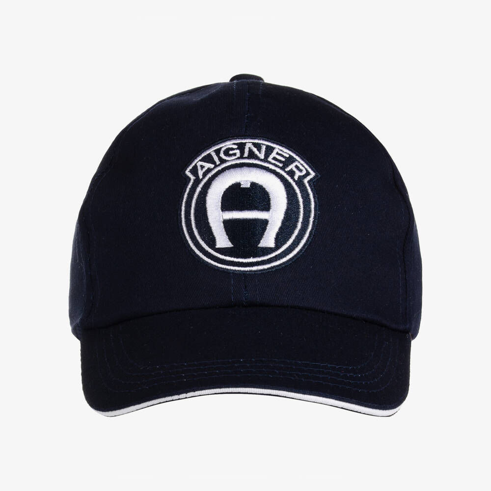 AIGNER-Boys Navy Blue Cotton Twill Cap | Childrensalon