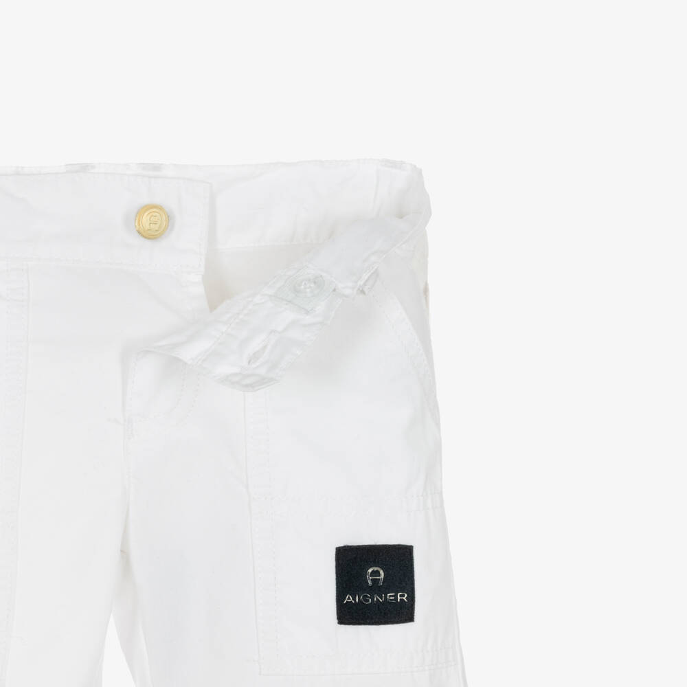 AIGNER-Boys Navy Blue Polo Shirt & Ivory Cotton Shorts Set | Childrensalon