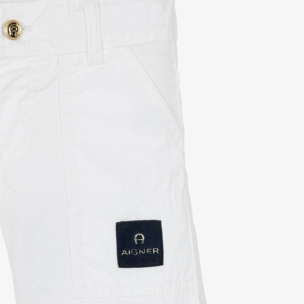 AIGNER-Boys Navy Blue Polo Shirt & Ivory Cotton Shorts Set | Childrensalon