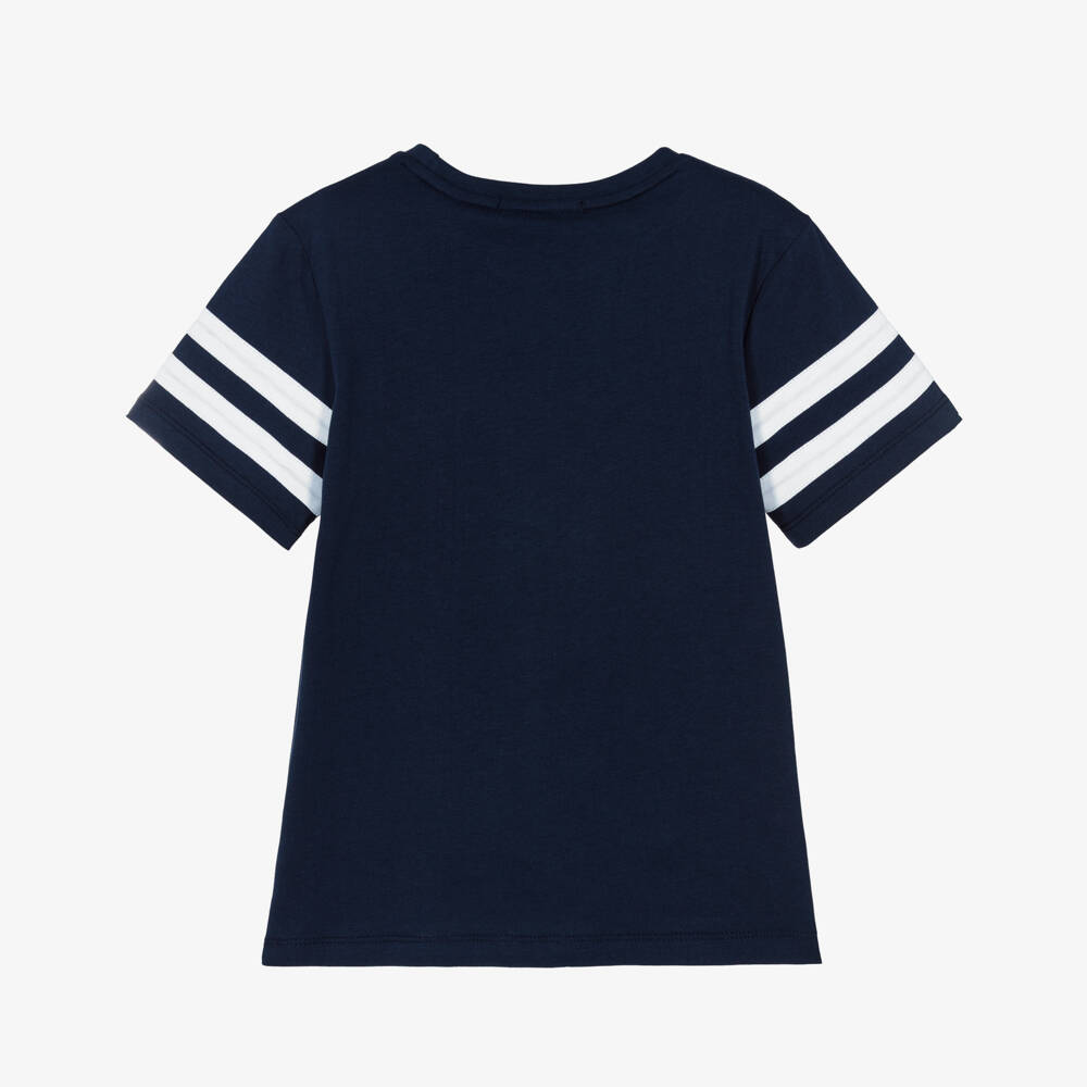 AIGNER-Boys Navy Blue & White Cotton Sporty T-Shirt | Childrensalon