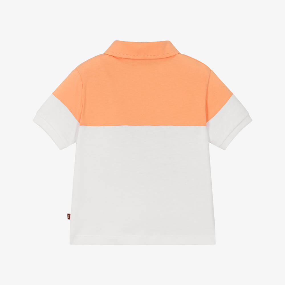 AIGNER-Boys Orange & White Cotton Jersey Polo Shirt | Childrensalon