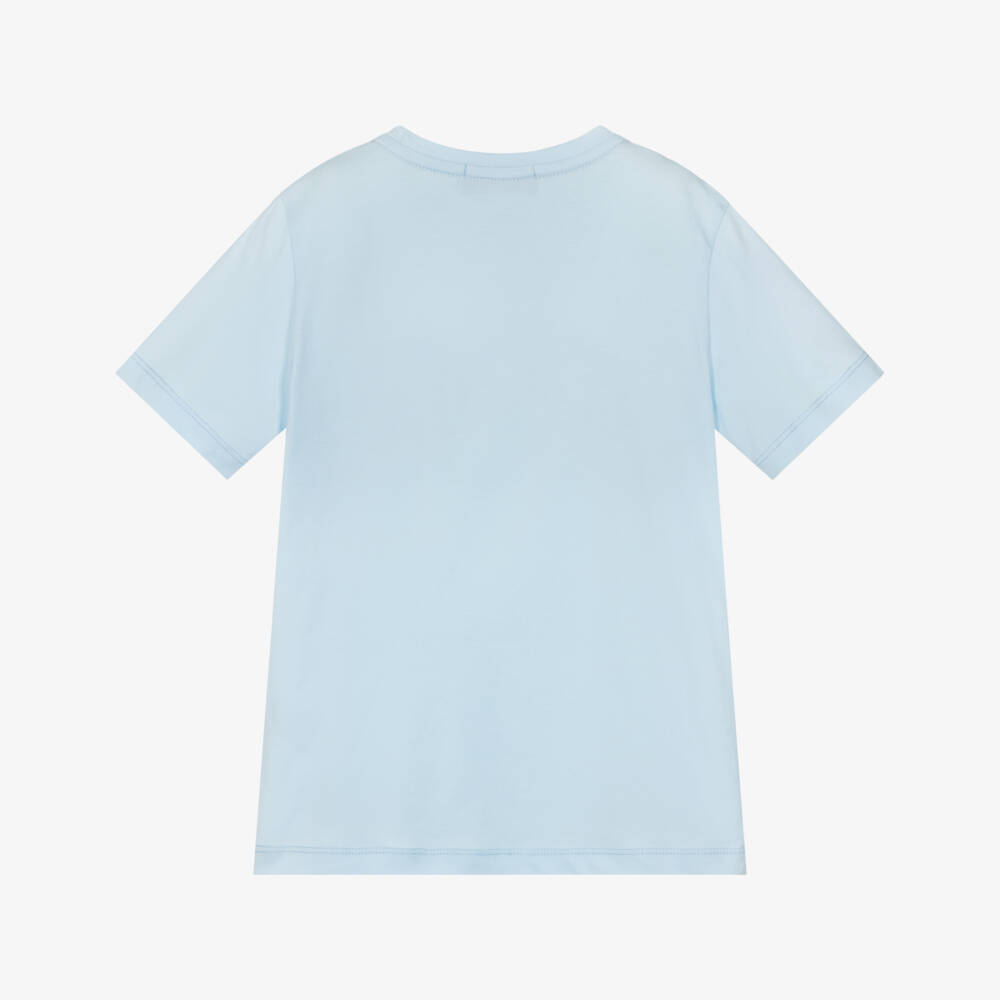 AIGNER-Boys Pale Blue Cotton Crew Neck T-Shirt | Childrensalon