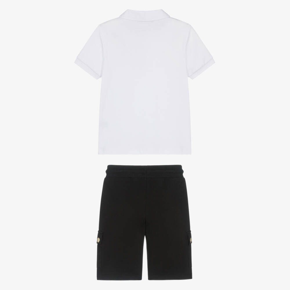 AIGNER-Boys White & Black Cotton Jersey Shorts Set | Childrensalon