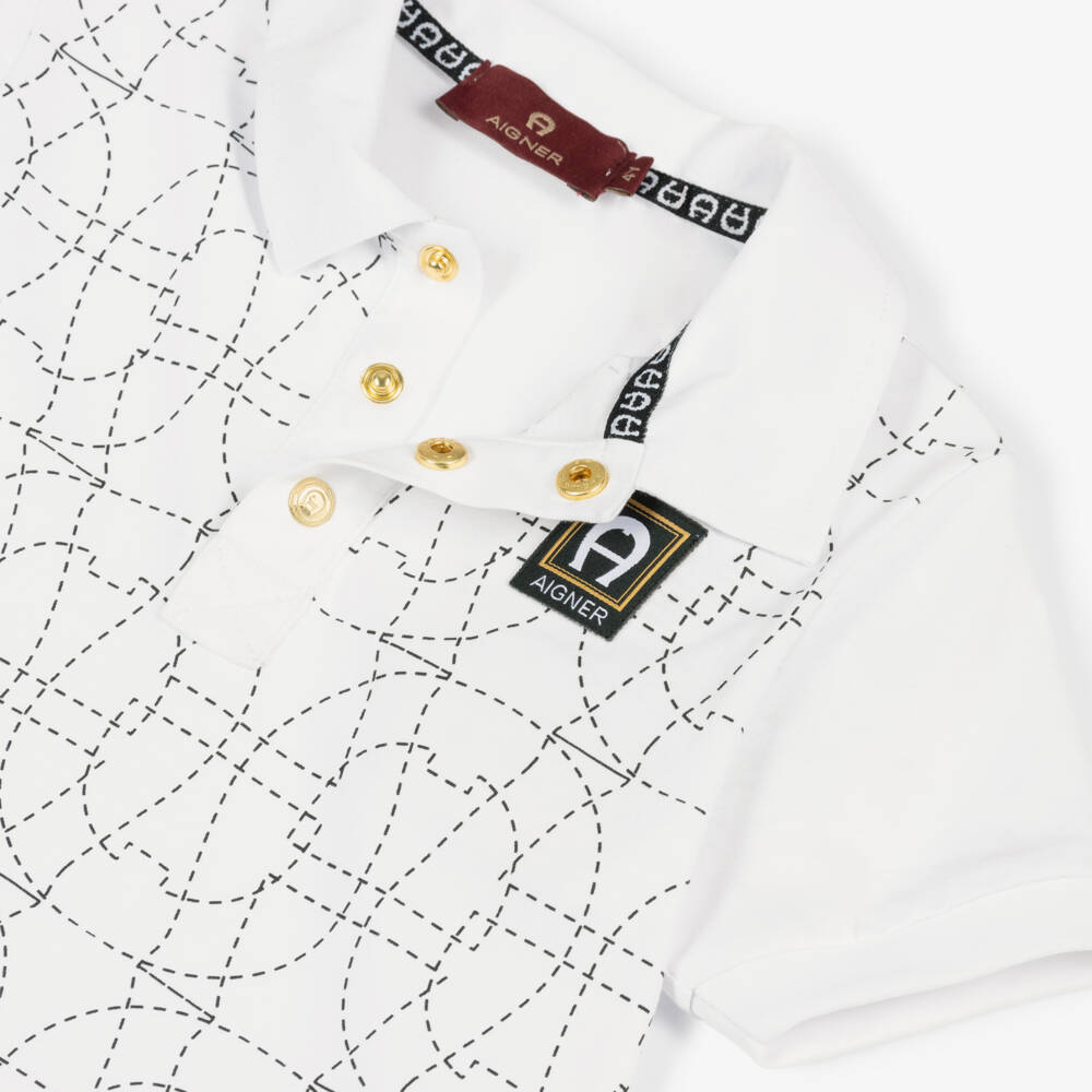 AIGNER-Boys White & Black Cotton Jersey Shorts Set | Childrensalon