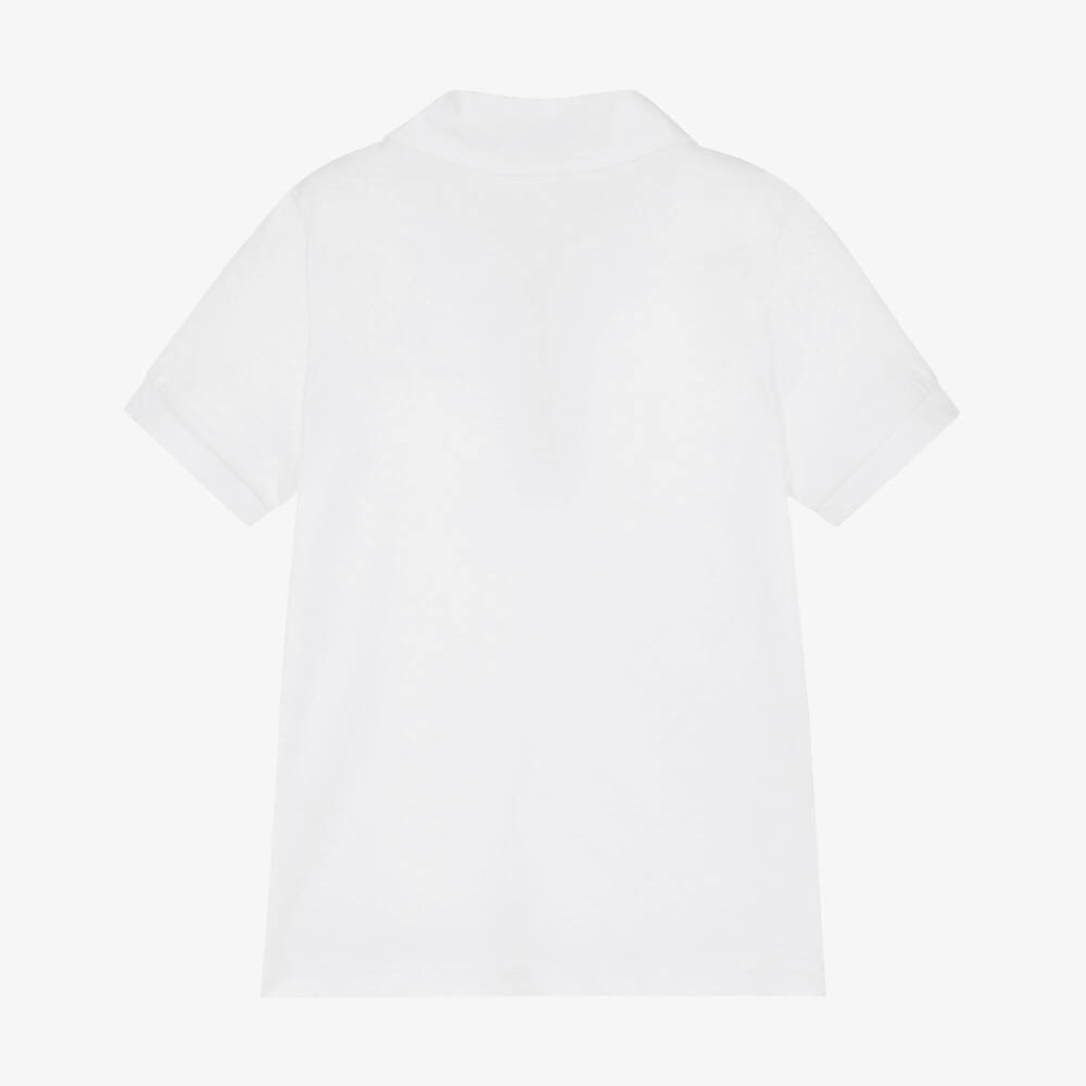 AIGNER-Boys White Cotton Jersey Polo Shirt with Zip Fastening | Childrensalon