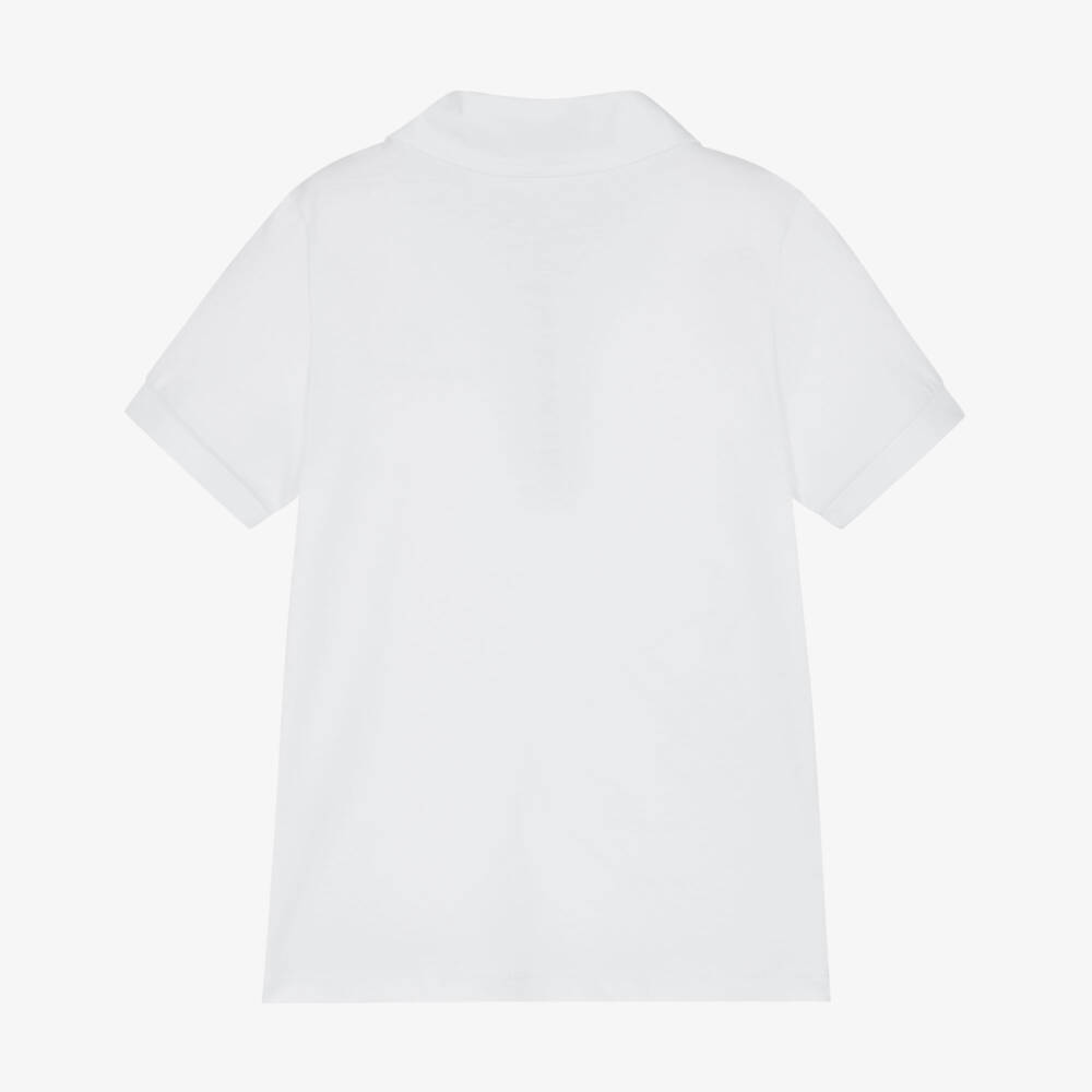 AIGNER-Boys White Cotton Jersey Polo Shirt with Zip Fastening | Childrensalon