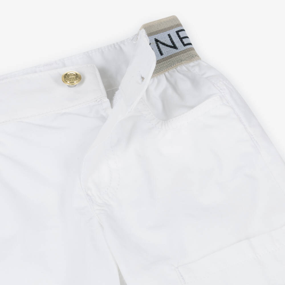 AIGNER-Boys White Cotton Shorts with Logo Waistband | Childrensalon