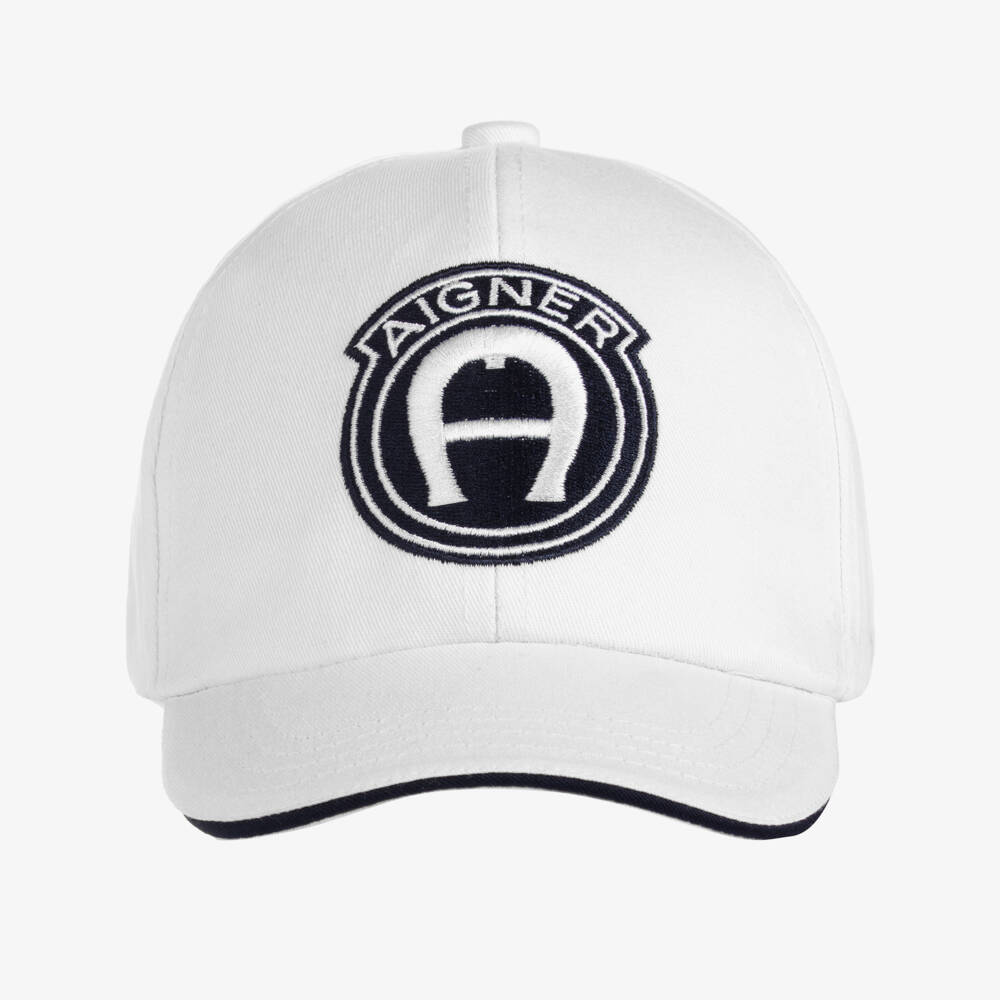 AIGNER-Boys White Cotton Twill Cap | Childrensalon