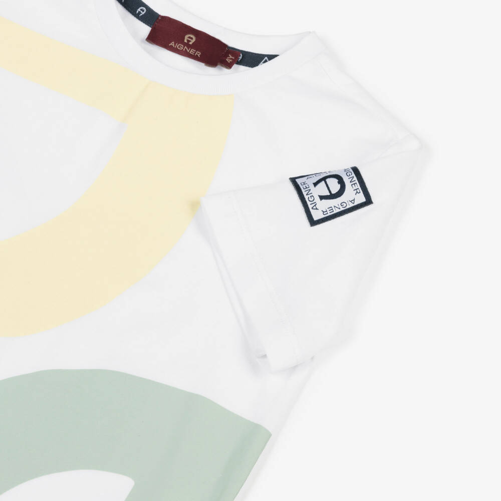 AIGNER-Boys White & Green Cotton Shorts Set | Childrensalon
