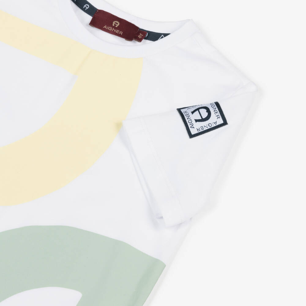 AIGNER-Boys White & Green Cotton Shorts Set | Childrensalon