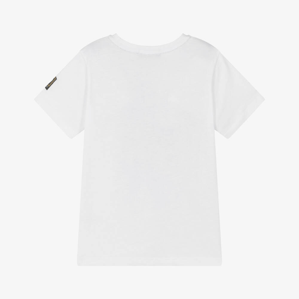 AIGNER-Футболка бело-оранжевая из хлопкового трикотажа с логотипом для мальчиков | Childrensalon