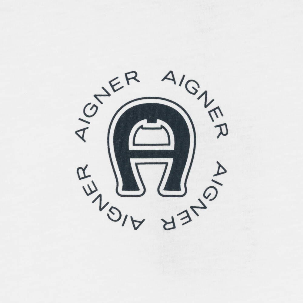 AIGNER-Boys White T-Shirt & Navy Blue A-Logo Shorts Set | Childrensalon
