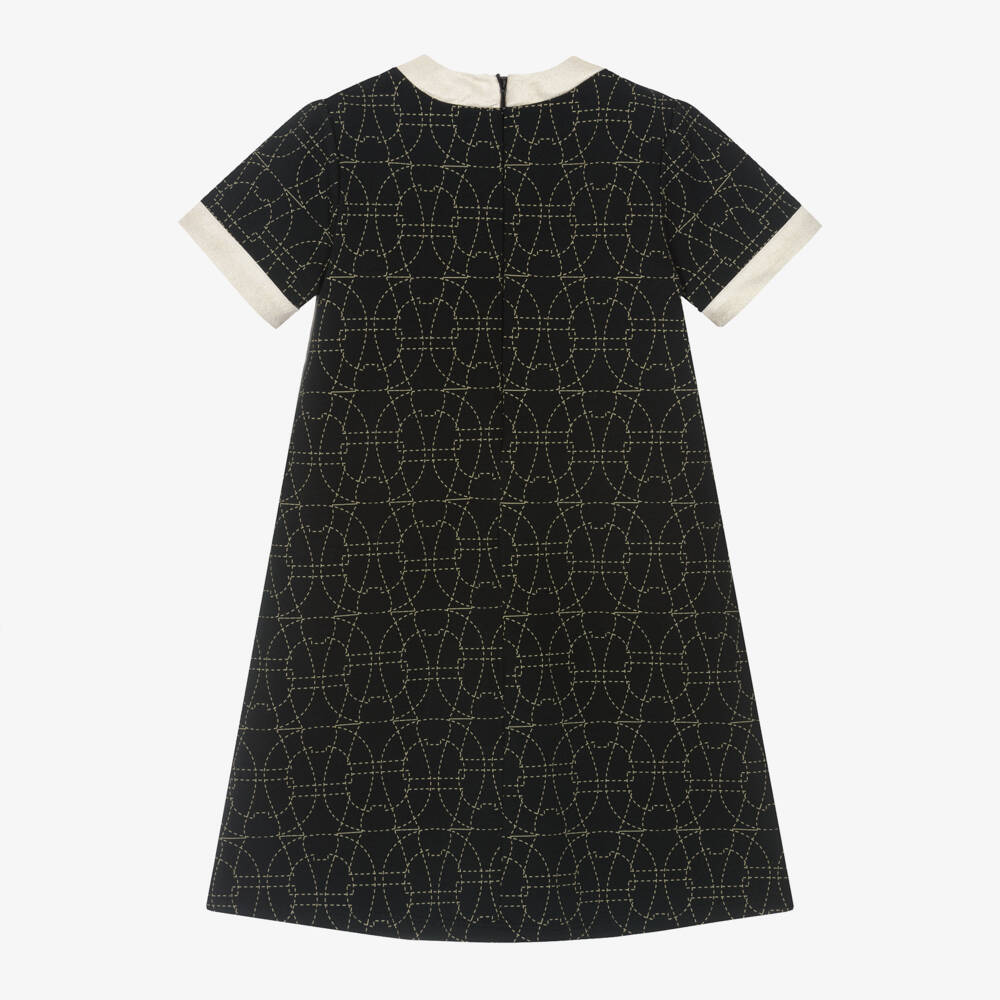 AIGNER-Girls Black & Gold Cotton Dress | Childrensalon