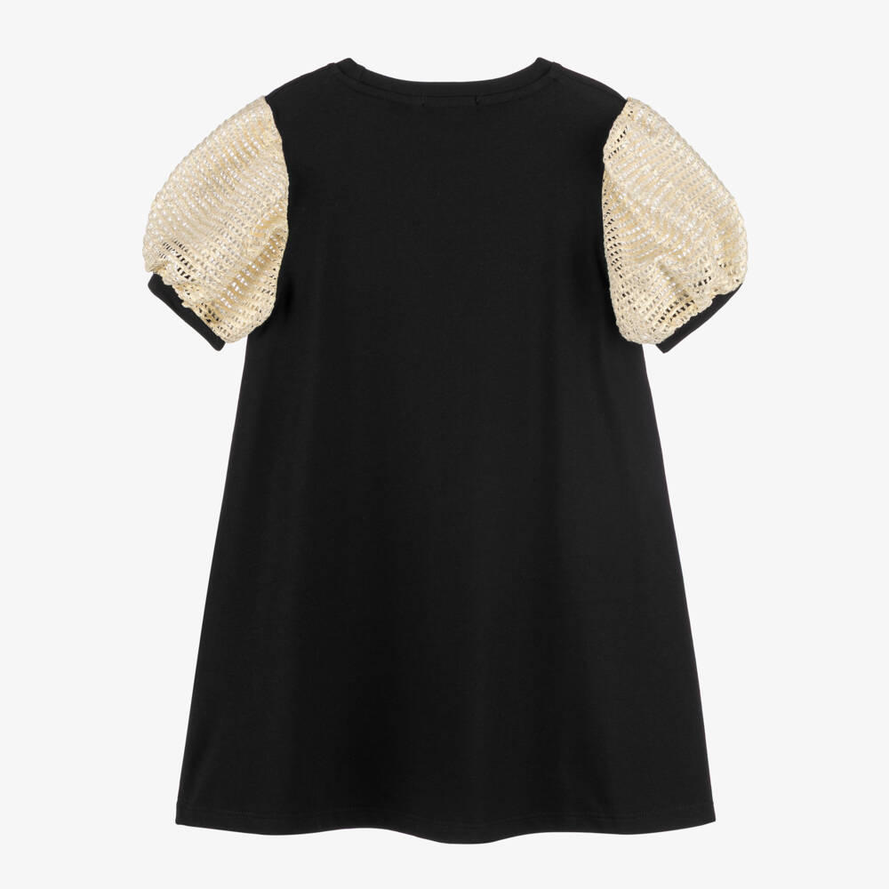 AIGNER-Girls Black Jersey Puff Sleeve Dress  | Childrensalon