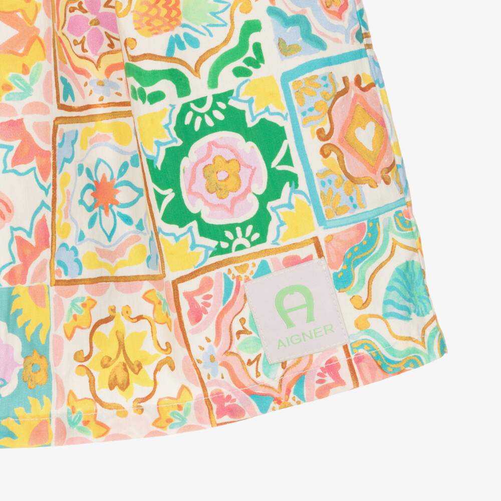 AIGNER-Girls Colourful Tile Print Cotton Blouse | Childrensalon