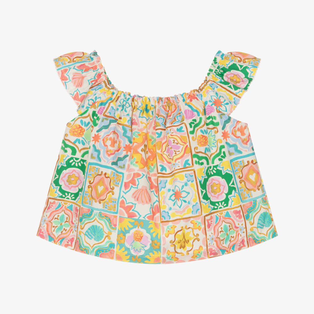 AIGNER-Girls Colourful Tile Print Cotton Blouse | Childrensalon