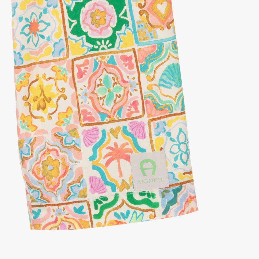 AIGNER-Girls Colourful Tile Print Cotton Trousers | Childrensalon