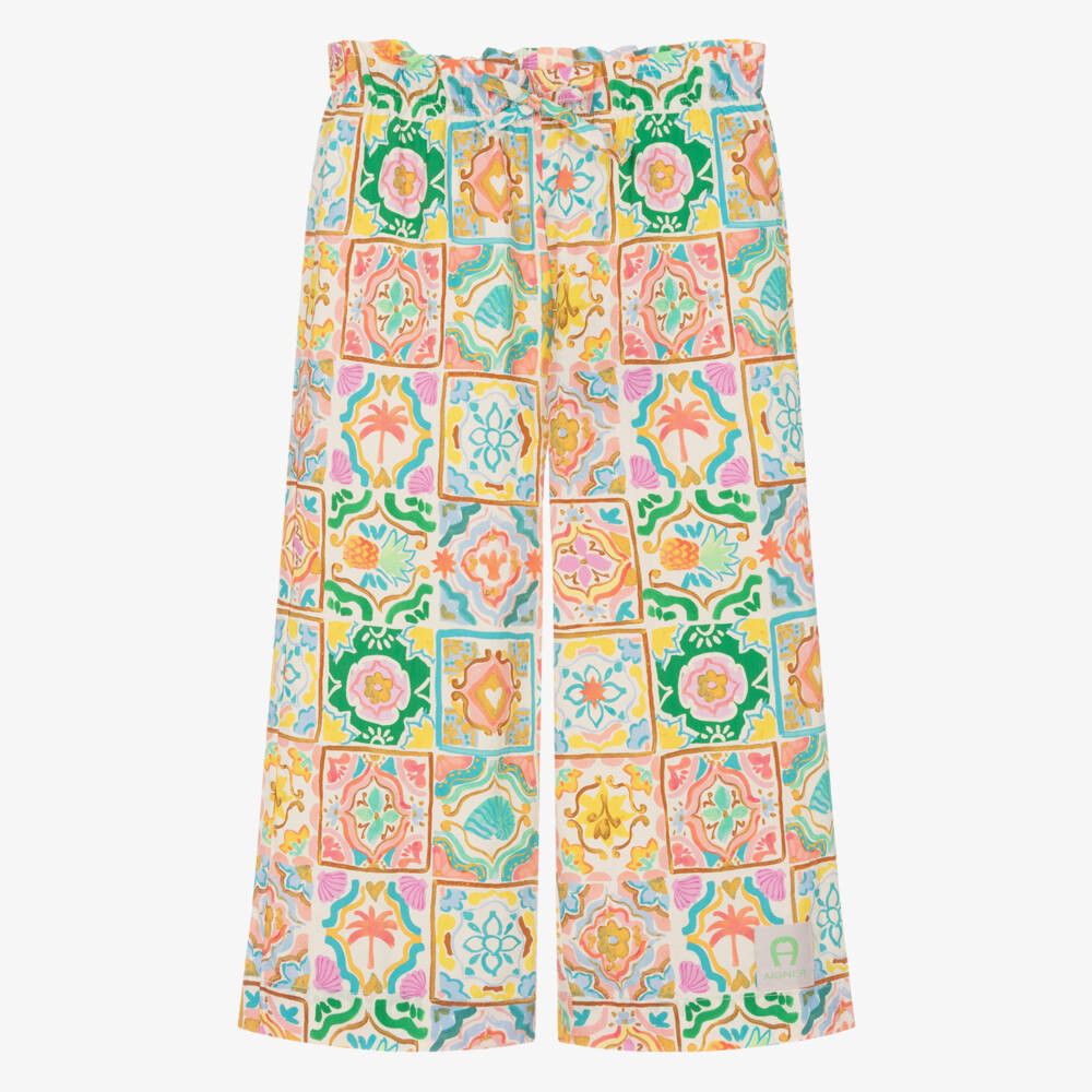 AIGNER-Girls Colourful Tile Print Cotton Trousers | Childrensalon