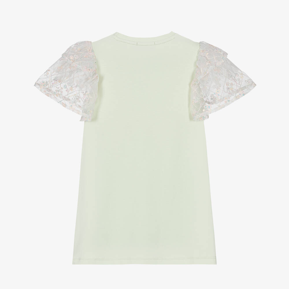 AIGNER-Girls Green Bag Print Cotton Dress | Childrensalon