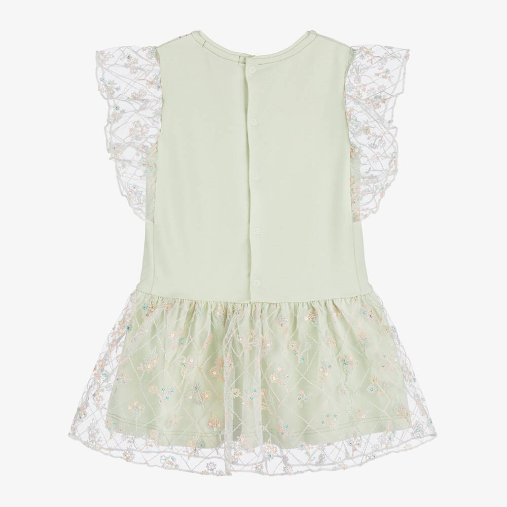AIGNER-Girls Green Cotton Handbag Dress | Childrensalon