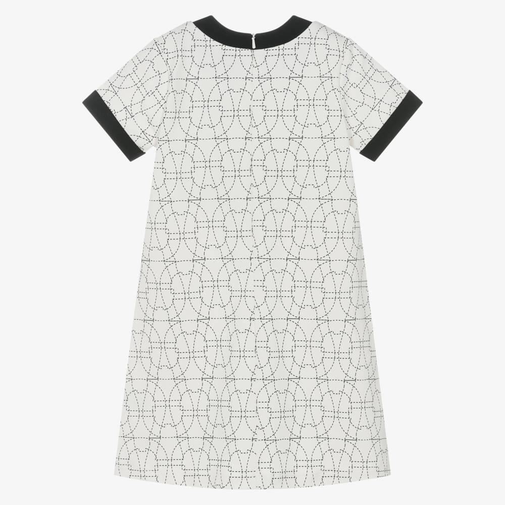 AIGNER-Платье кремово-черное хлопковое с логотипом подковы | Childrensalon