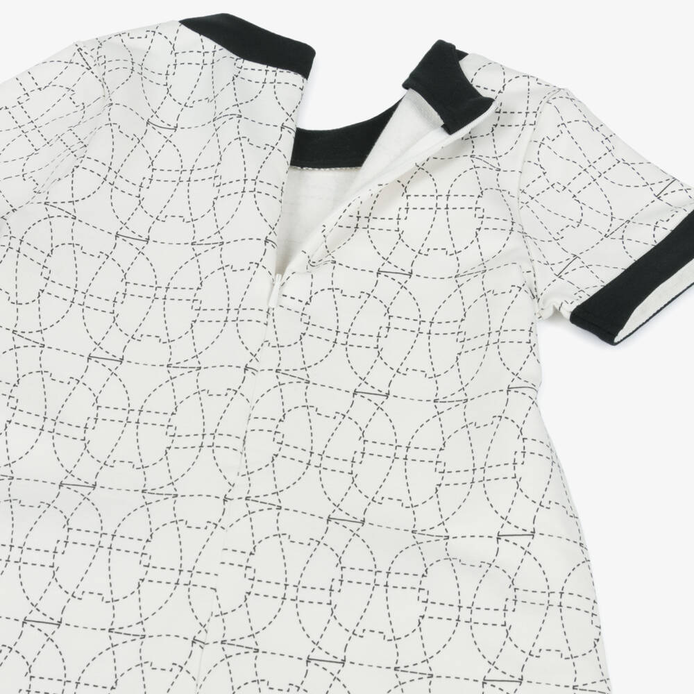 AIGNER-Платье кремово-черное хлопковое с логотипом подковы | Childrensalon