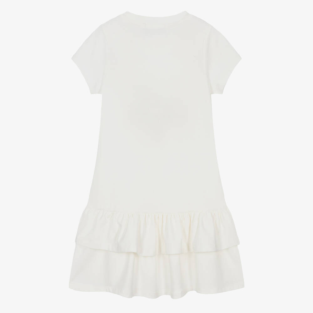 AIGNER-Girls Ivory Butterfly Print Cotton Jersey Dress | Childrensalon