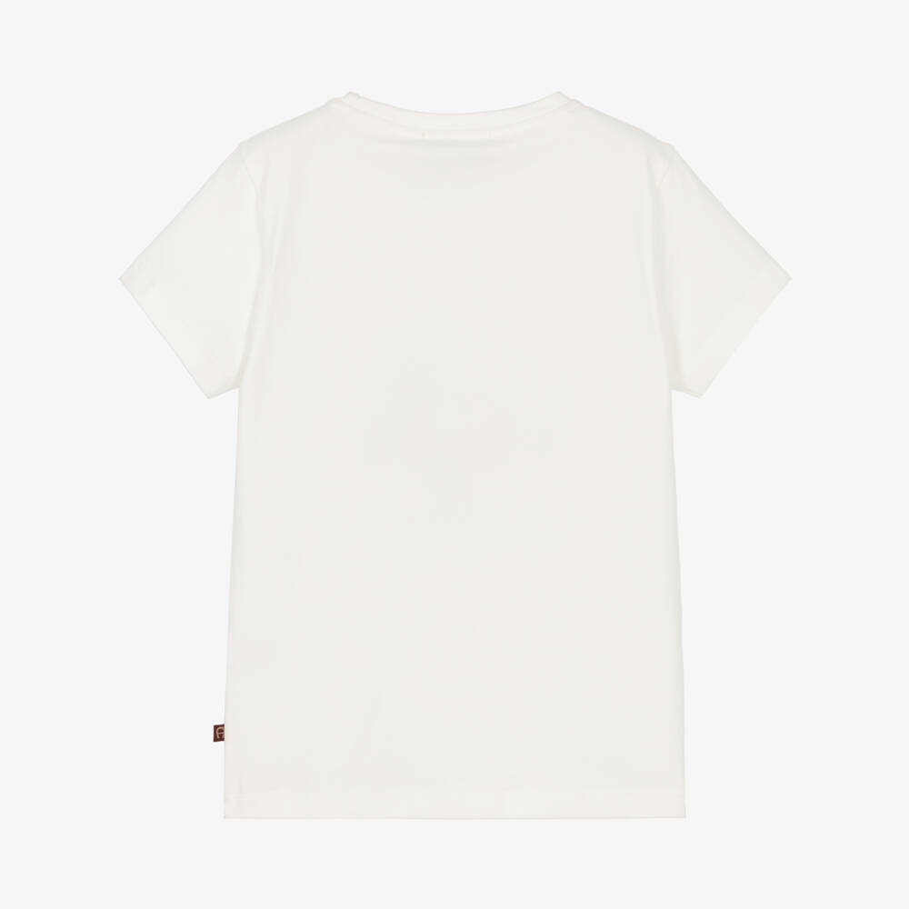 AIGNER-Girls Ivory Butterfly Print Cotton T-Shirt | Childrensalon