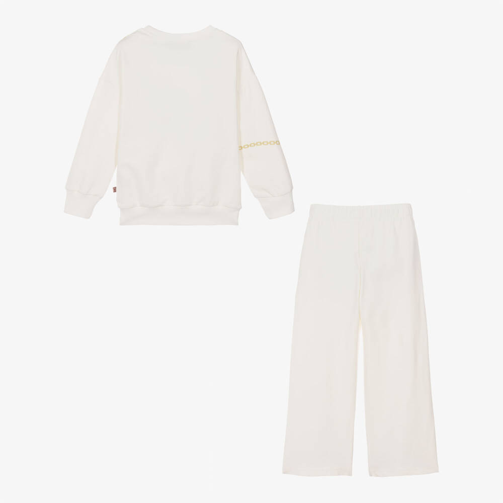 AIGNER-Girls Ivory Chain Print Cotton Tracksuit | Childrensalon