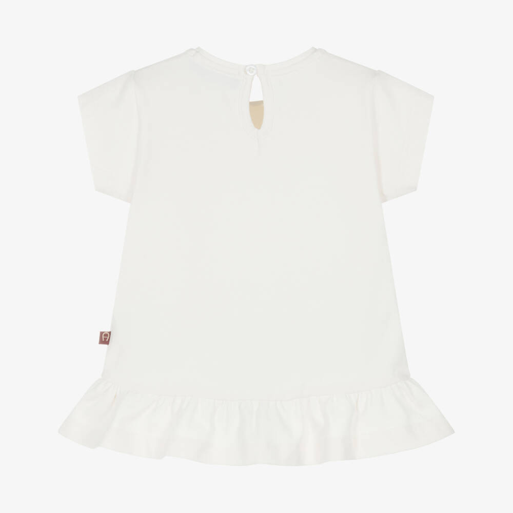 AIGNER-Girls Ivory Cotton Heart T-Shirt | Childrensalon