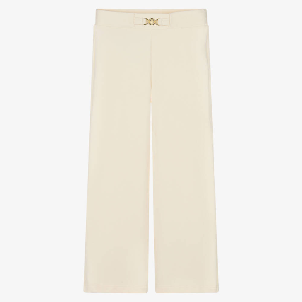 AIGNER-Girls Ivory Cotton Jersey Wide-Leg Trousers | Childrensalon