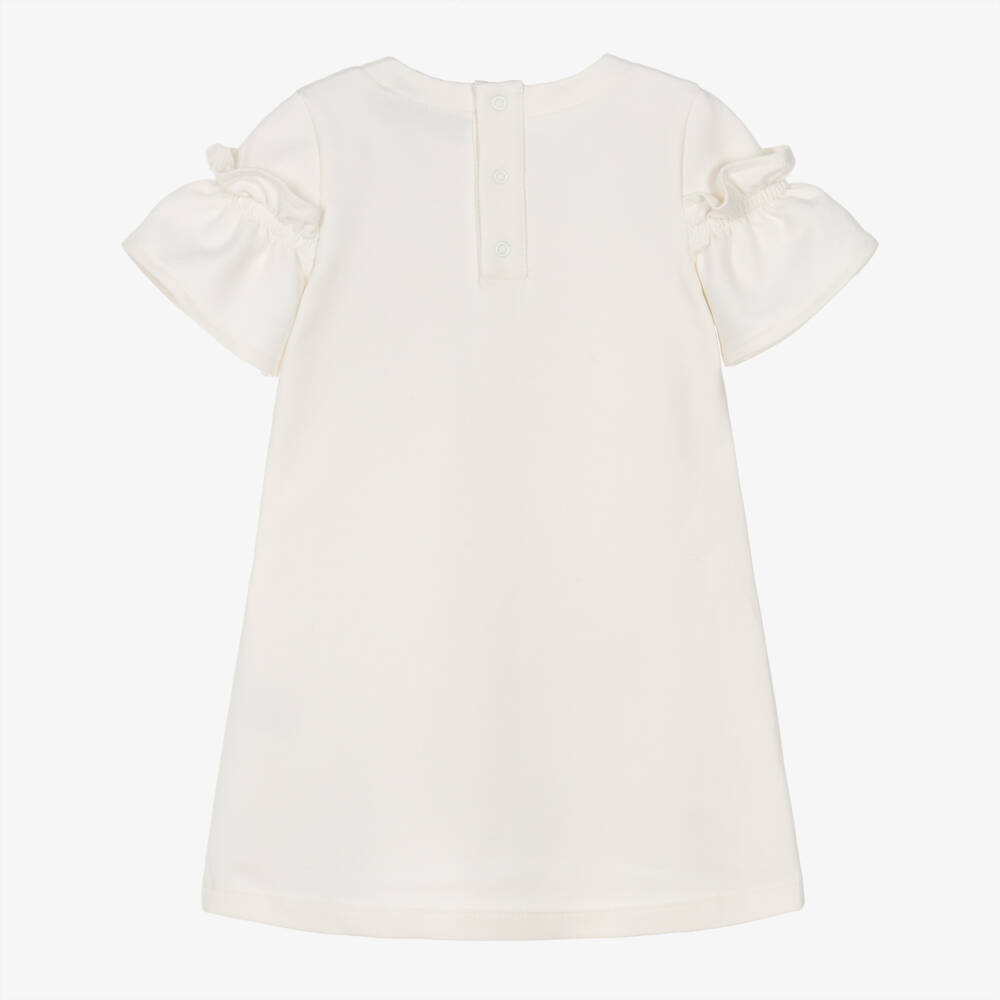 AIGNER-Girls Ivory Cotton & Pink Bag Print Dress | Childrensalon