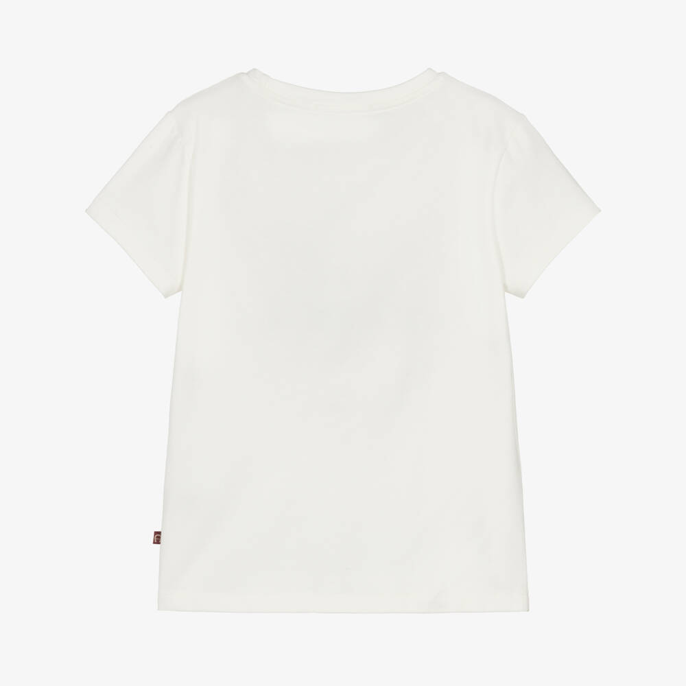 AIGNER-Girls Ivory & Gold Logo Print Cotton T-Shirt | Childrensalon