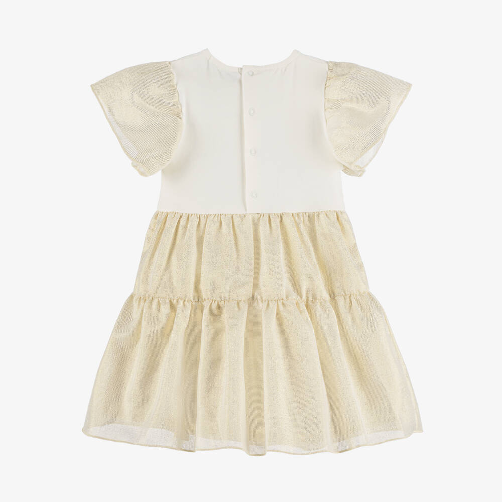AIGNER-Girls Ivory & Gold Shimmer Dress | Childrensalon