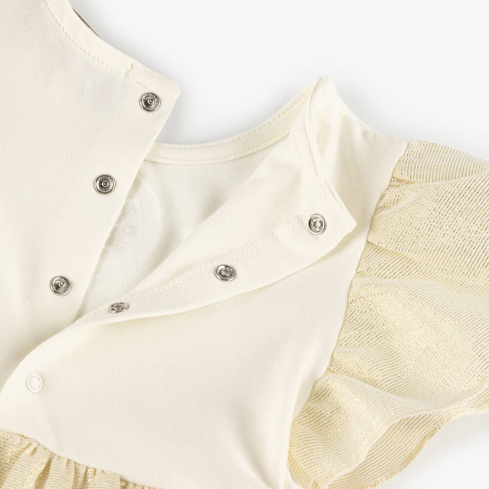 AIGNER-Girls Ivory & Gold Shimmer Dress | Childrensalon