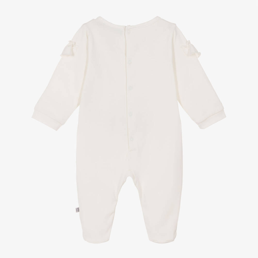 AIGNER-Girls Ivory Pima Cotton Babygrow with Ruffle Trim | Childrensalon