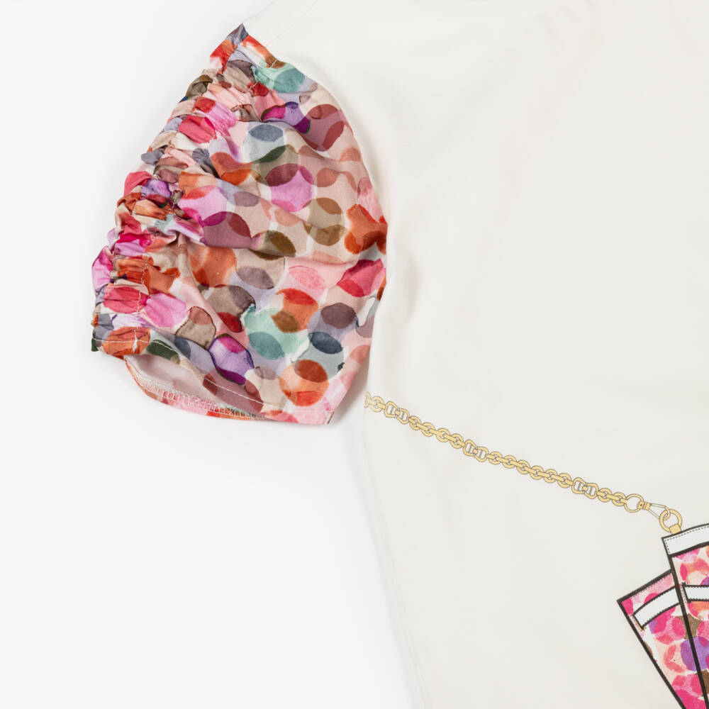 AIGNER-Girls Ivory & Pink Cotton Crossbody Bag Dress | Childrensalon