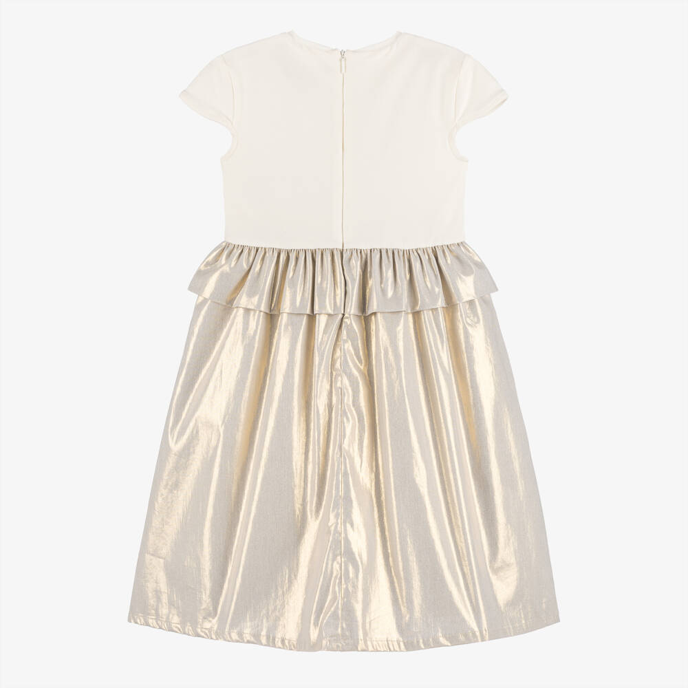 AIGNER-Girls Ivory & Silver Skirted Dress | Childrensalon