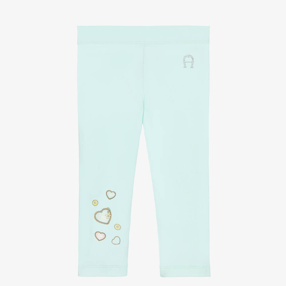 AIGNER-Girls Pale Aqua Blue Cotton Leggings | Childrensalon
