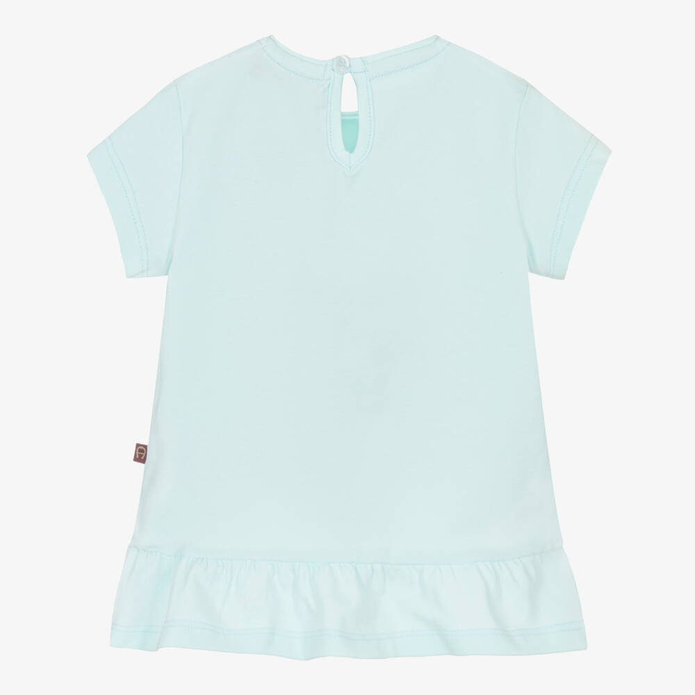 AIGNER-Girls Pale Aqua Blue Cotton T-Shirt | Childrensalon