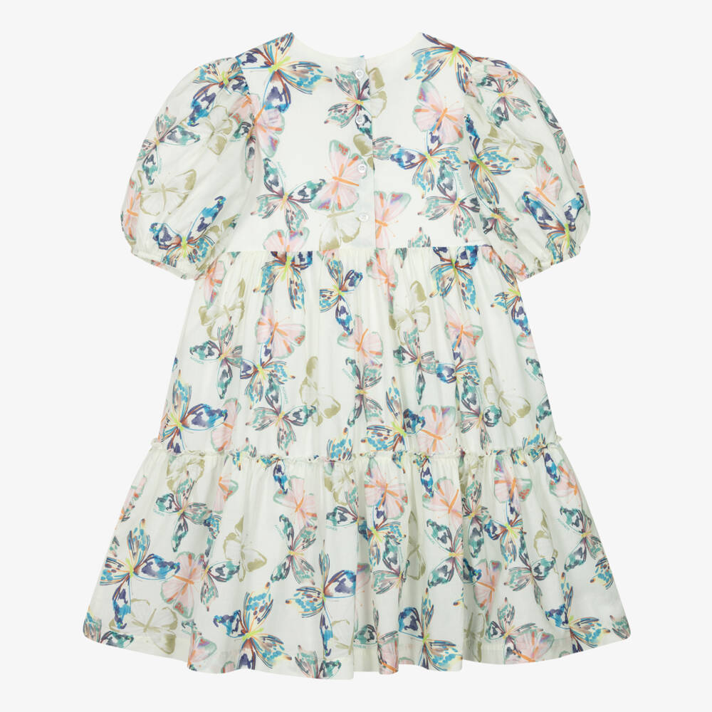 AIGNER-فستان قطن بطبعة فراشات لون أخضر فاتح للبنات | Childrensalon