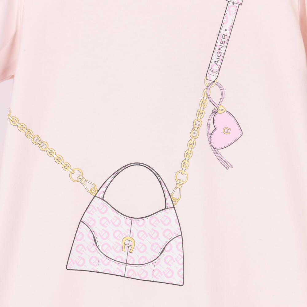 AIGNER-Girls Pale Pink Crossbody Bag Print Dress | Childrensalon